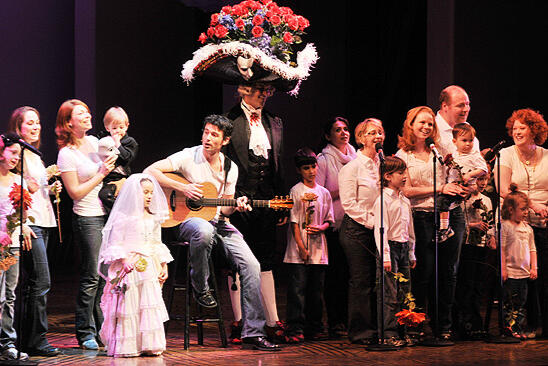 25th Annual Broadway Easter Bonnet Competition - Elizabeth, Vivian, and Tim Welch; Jeremy, Ashlee, and Lincoln Fife Stolle;